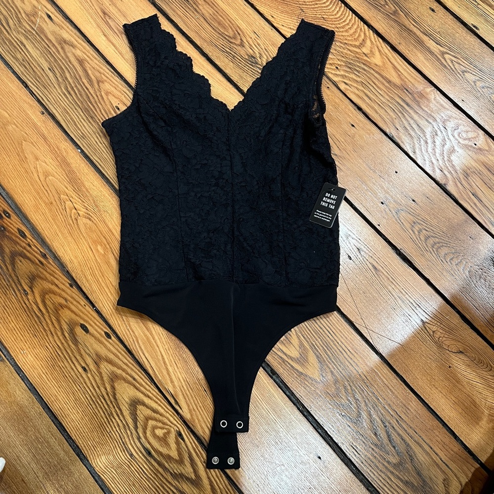 Express Black Lace V-Neck Bodysuit